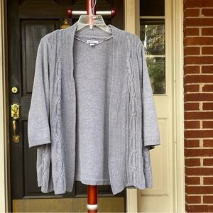 Croft & Barrow 3/4 Sleeve Gray Open Cardigan Sweater 60% Cotton 2X